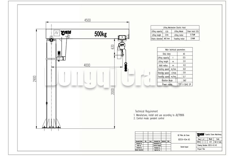 500Kg Workstation Pillar Jib Crane Solution for Australia